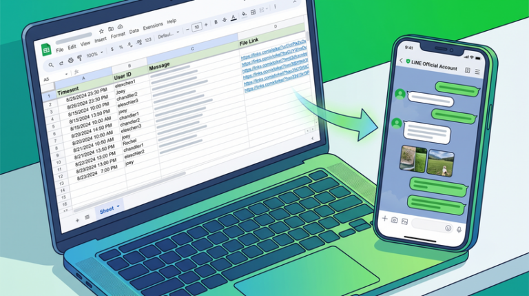 把 LINE 官方帳號訊息、檔案備份到 googlesheet 讓營運紀錄可追蹤和分析
